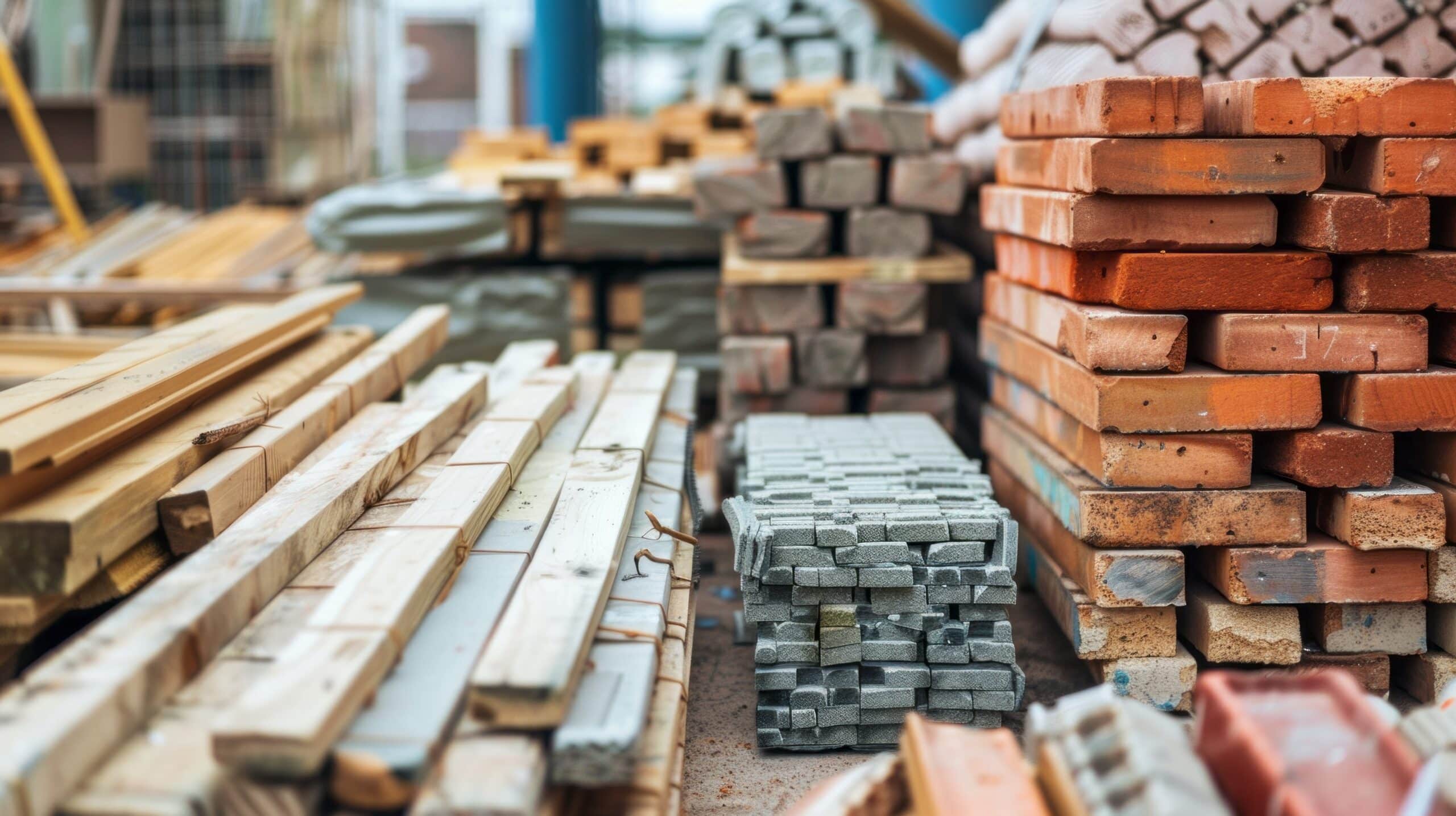 A pile of bricks and wood are stacked on top of each other